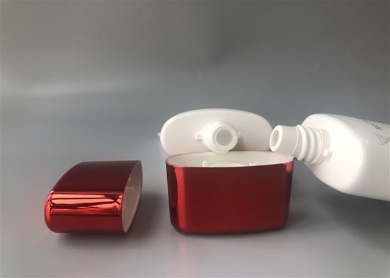 Super Oval Hand Cream Tube Packaging With Shiny Red Electroplate Cap