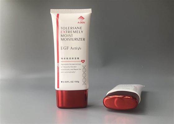 Super Oval Hand Cream Tube Packaging With Shiny Red Electroplate Cap