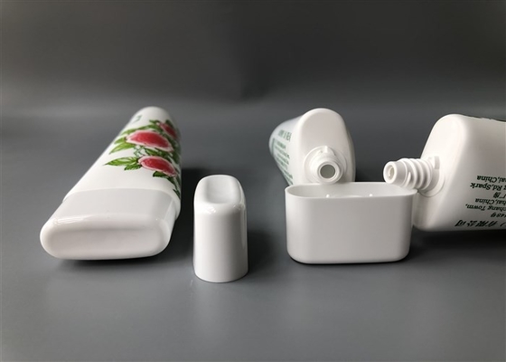 Super Oval White Empty Cosmetic Tubes With Oval Screw On Cap Silk Screen Printing