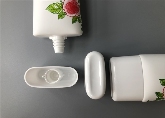 Super Oval White Empty Cosmetic Tubes With Oval Screw On Cap Silk Screen Printing