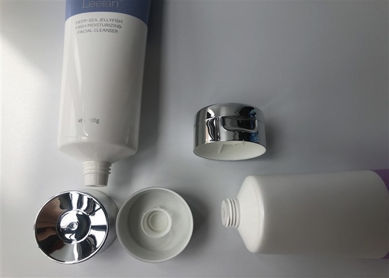 Milk White Leelan Plastic Cream Tubes 100g With Straight Flat Cap Silver Plated