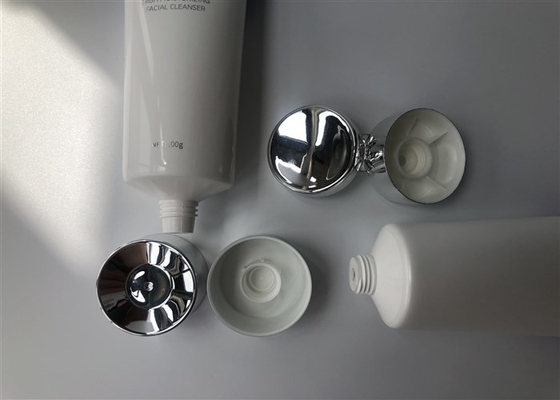 Milk White Leelan Plastic Cream Tubes 100g With Straight Flat Cap Silver Plated