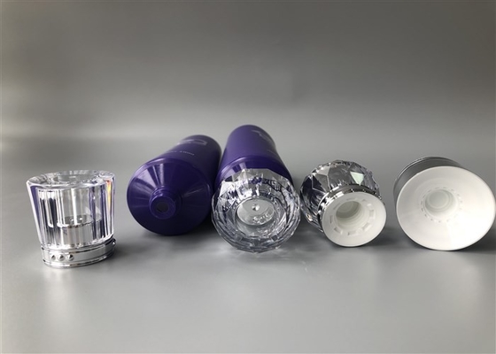 100ml Purple Plastic Cosmetic Tubes Silk Screen And Soft Touch Printing